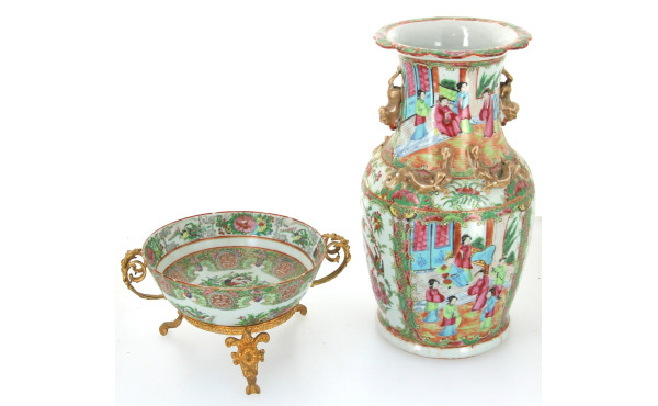 CHINE Canton - Vase en porcelaine polych