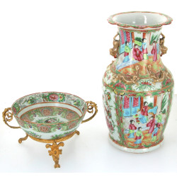 CHINE Canton - Vase en porcelaine polych