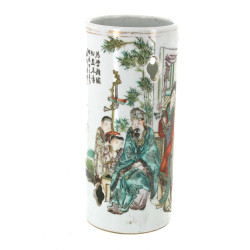 CHINE XIXème - Pot à pinceaux en porcela