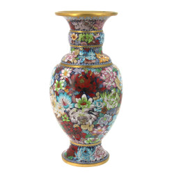 CHINE Xxème - Vase en cloisonné à décor 