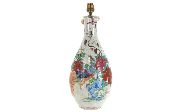 CHINE - Pied de lampe en céramique à fon