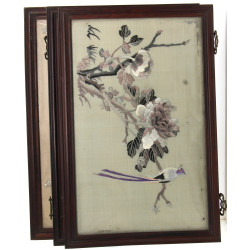 CHINE ou Indochine - 3 broderies encadré