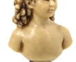 Buste de fillette en cire, base bois, H 