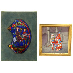 "Jeune page au drapeau", peinture polych