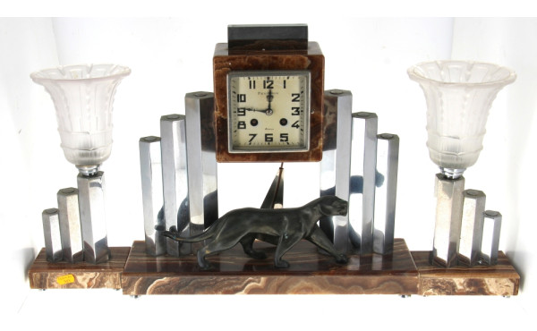 ART DECO - Garniture de cheminée en méta