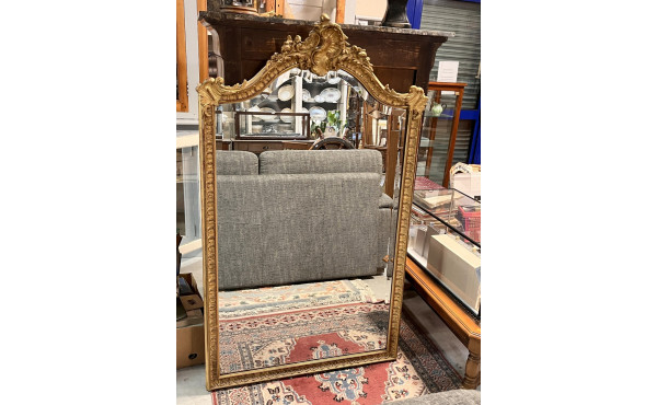 Grand miroir rocaille XIXème en bois et 