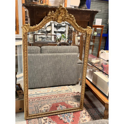 Grand miroir rocaille XIXème en bois et 