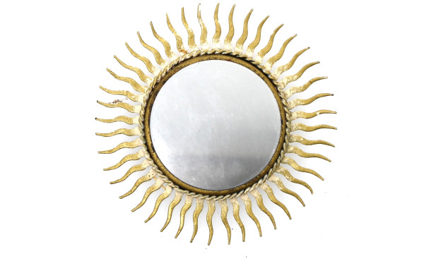 Petit miroir soleil vintage en métal, di