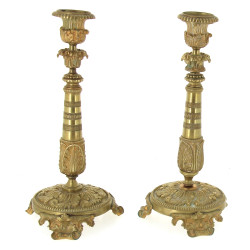 Paire de bougeoirs en laiton XIXème, (su