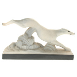 Lévrier en céramique granitée des années