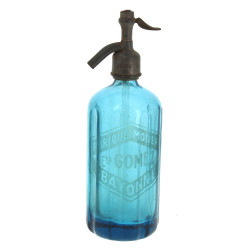 Bouteille d'eau de seltz en verre bleu