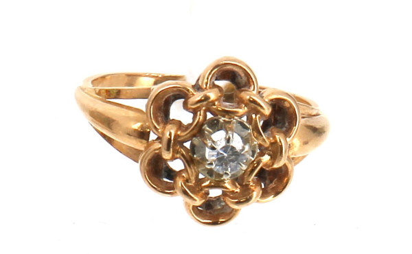 Bague ancienne en or jaune 18 cts sertie