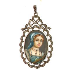 Pendentif ancien en argent et marcassite