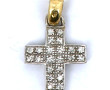Pendentif croix deux ors 18 cts serti d'