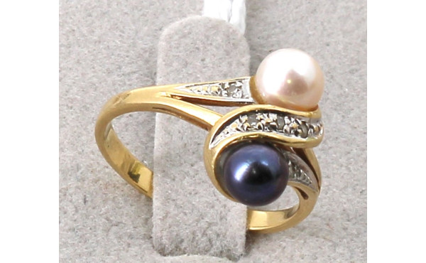 Bague style toi et moi en or jaune 18 ct