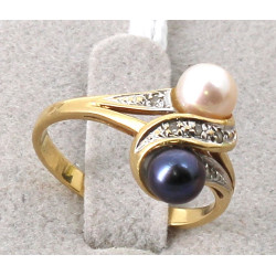 Bague style toi et moi en or jaune 18 ct