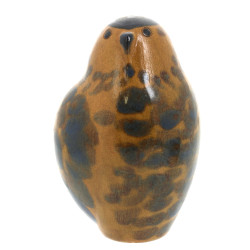 Oiseau, sujet en faïence ocre, noir et g