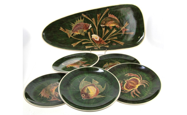 LE MAO - Service à poisson en faïence da