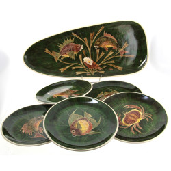 LE MAO - Service à poisson en faïence da