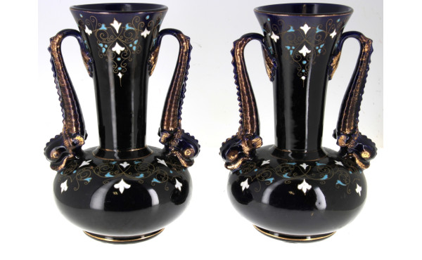 Paire de vases fin XIXème en céramique b