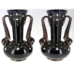 Paire de vases fin XIXème en céramique b