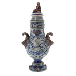 Potiche couverte en grès bleu et brun su