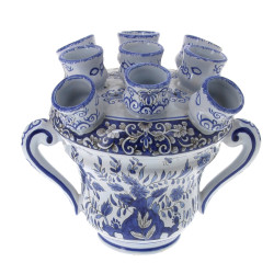 Vase pique-fleurs à 2 anses en faïence à