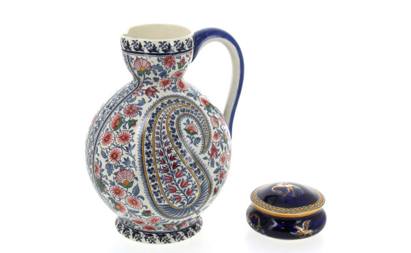 GIEN - Pichet en faïence décor cachemire