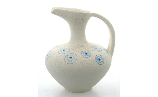 Pichet en faïence émail blanc granité, p