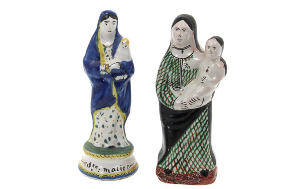 "Ste Marie", statuette en faïence polych