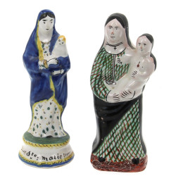 "Ste Marie", statuette en faïence polych