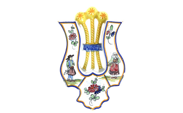 Vase cornet double en forme de lyre en f