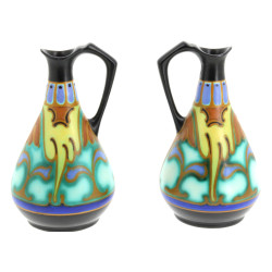 HOLLANDE - Paire de carafons en céramiqu