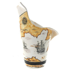 Vase à col mouvementé en faïence polychr