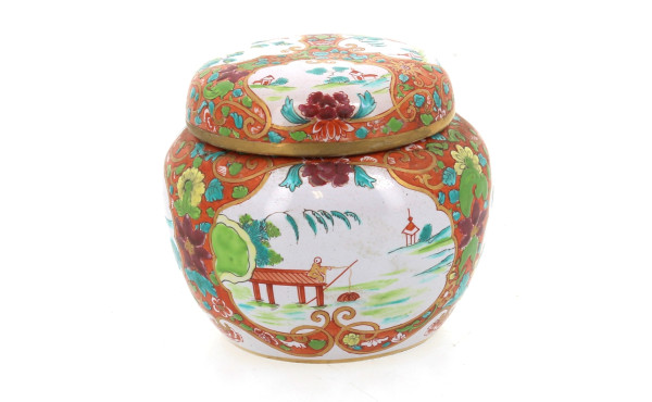 Petit pot couvert en céramique polychrom