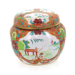 Petit pot couvert en céramique polychrom