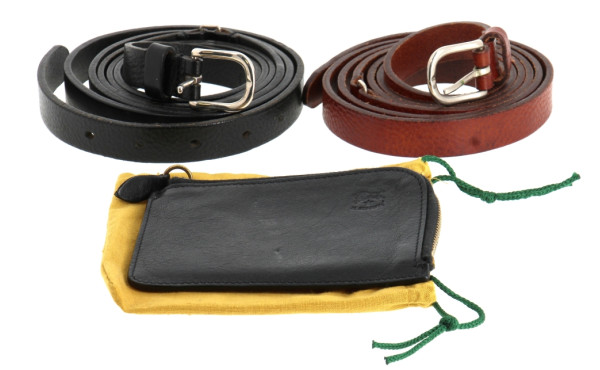 Lot de 3 articles en cuir : 2 ceintures 