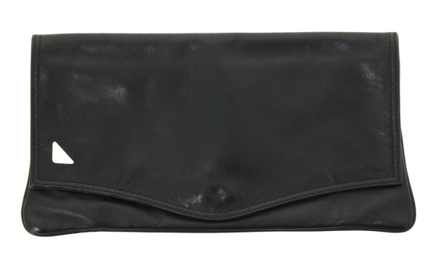 Pochette de dame en cuir noir, 16 x 32 c