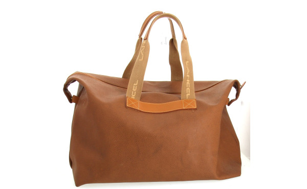 LANCEL - Sac week-end en cuir camel et t