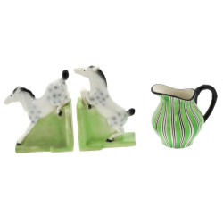 Paire de serre-livres en porcelaine à dé