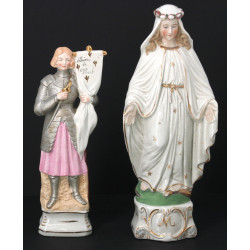 "Vierge" et "Jeanne d'Arc", 2 statuettes