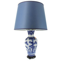 Vase en porcelaine asiatique blanc bleu 