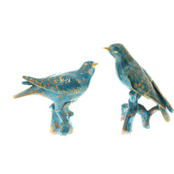 Paire d'oiseaux branchés en céramique tu