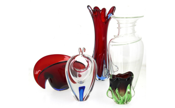 Lot de verreries dont verre de couleurs 