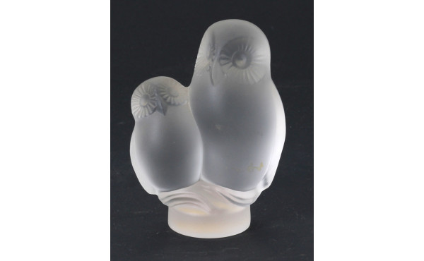 SEVRES - Chouette et son petit, cristal 