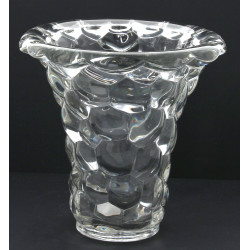 Vase à col évasé en verre moulé, années 