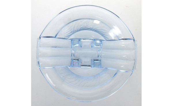 Coupe à fruits en verre bleu, décor ART 