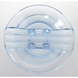 Coupe à fruits en verre bleu, décor ART 