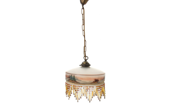 Suspension à abat-jour en verre peint à 