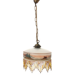 Suspension à abat-jour en verre peint à 